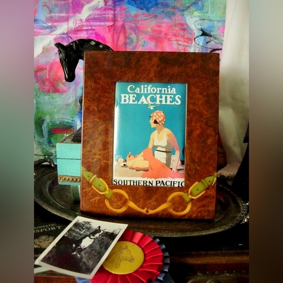 RARE Vintage Burl Wood Bit Detail GUCCI PICTURE Photo Art FRAME Desk Accessory - Picture 9 of 9